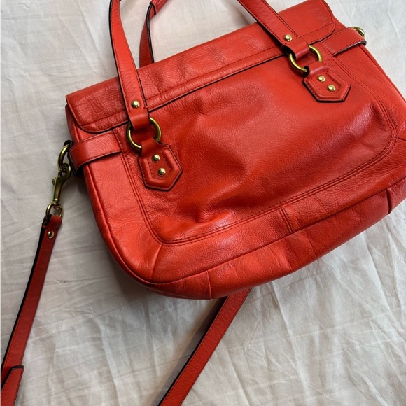 Coach Campbell Orange Leather Crossbody Satchel - Picture 4 of 16